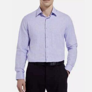 NEW Duchamp London Mens 16/L Slim Fit Large Purple Stretch Cotton Dress Shirt